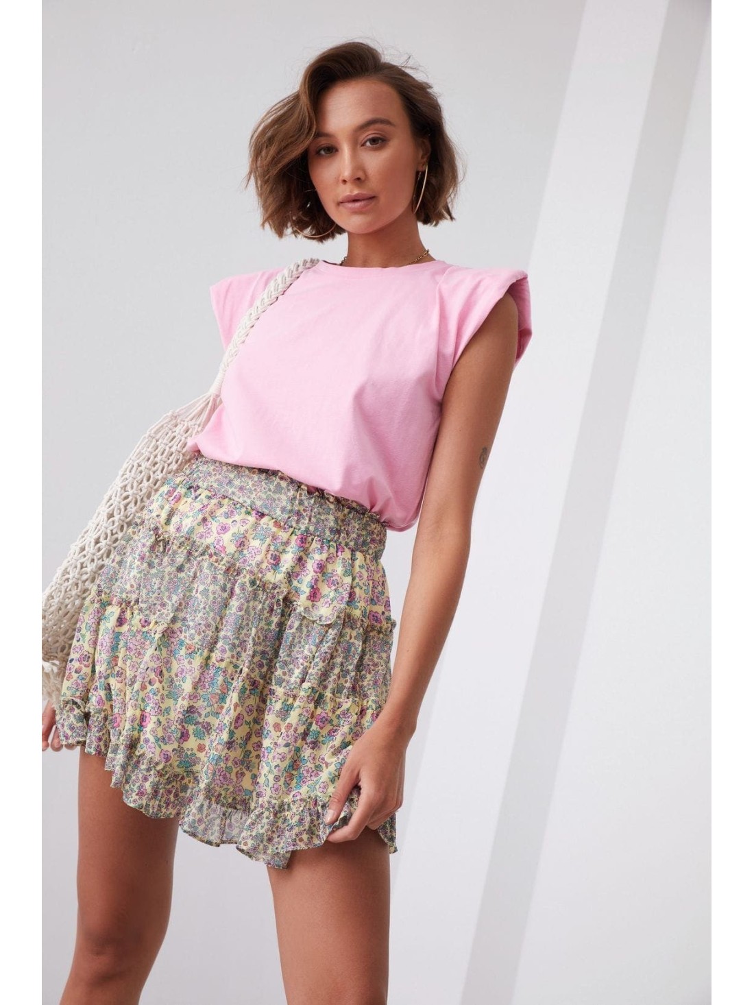 Chiffon mini skirt with lemon flowers 04005 - Online store - Boutique